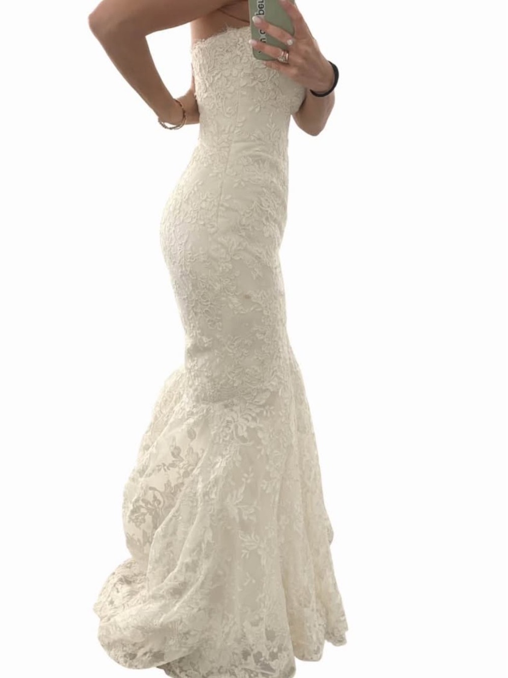 Monique Lhuillier Strapless Lace Mermaid Gown in Ivory 2009